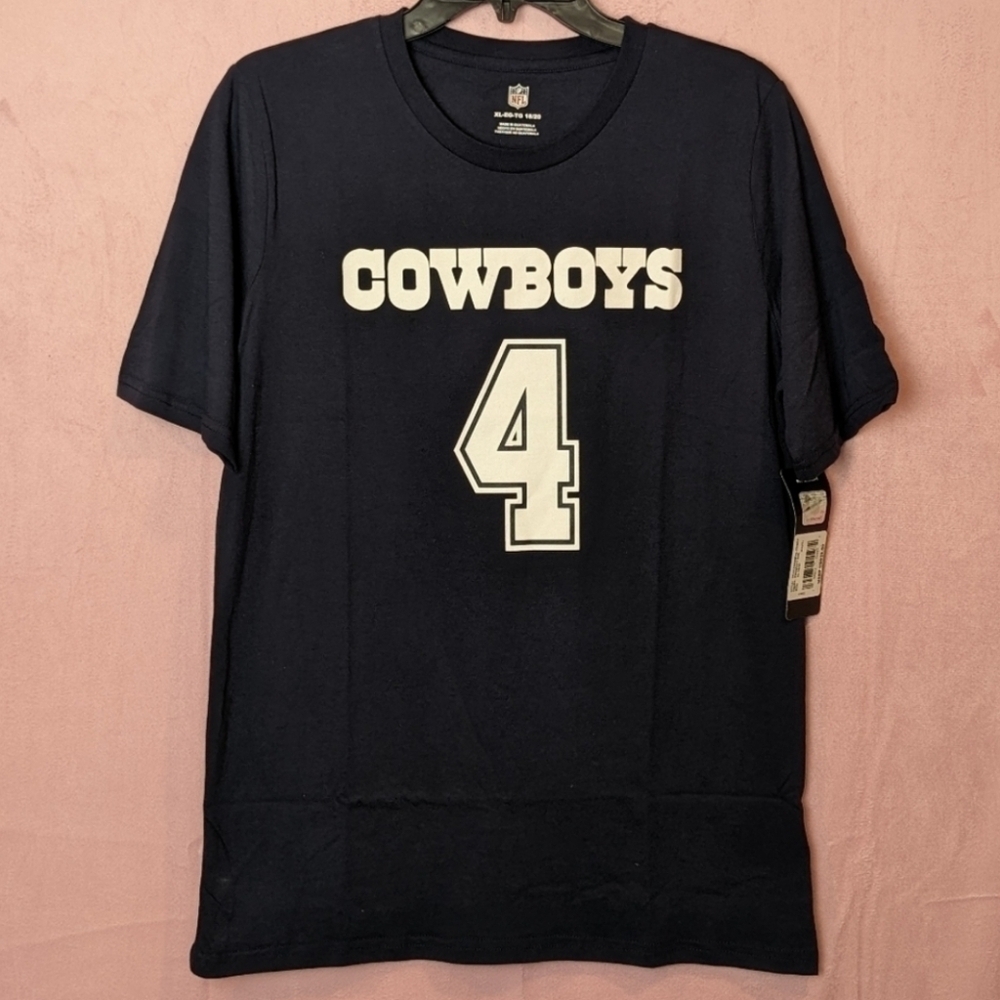 NFL Cowboys 4 Prescott Navy Blue Short Sleeve Tee size XL 18/20 Kids